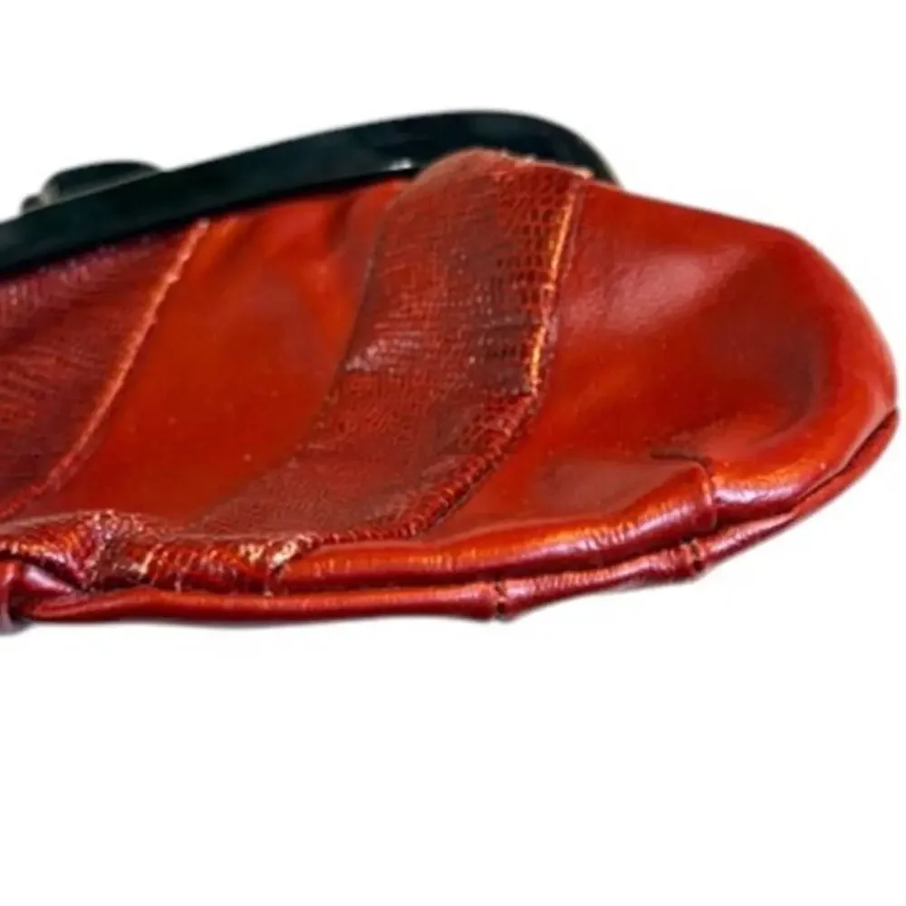 Vintage Roger Gimbel Leather Kisslock Clutch Red Bakelite Style Frame Hong Kong
